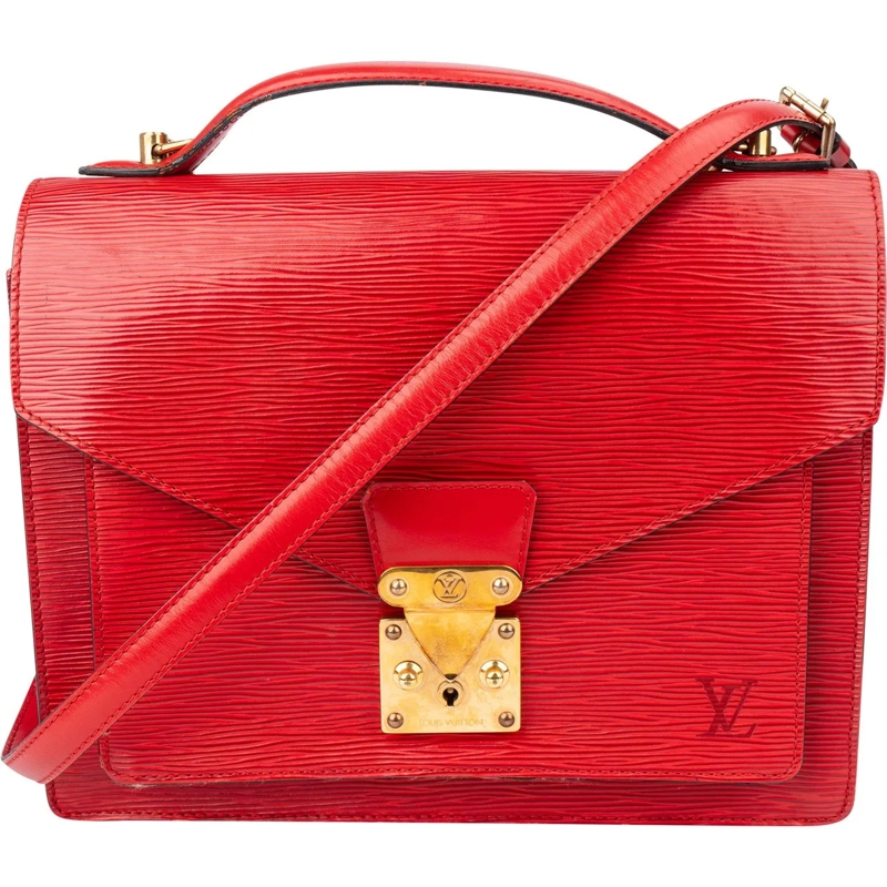 Louis Vuitton Tote Louis Vuitton Rouge Epi Leather Monceau Handbag rot