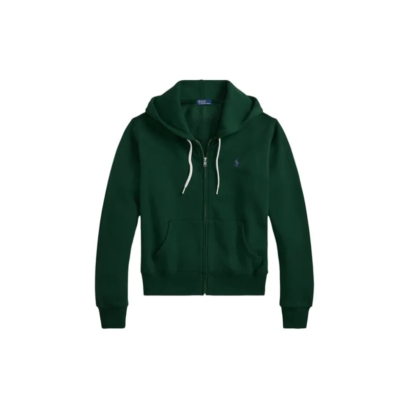 Polo Ralph Lauren  Cropped Zip-Up Hoodie With Drawstring Hood Black