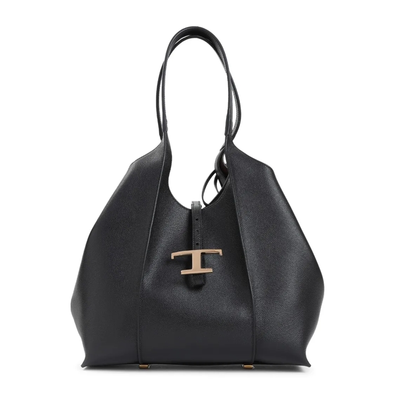 Tod's Tote Black Grained Leather Shopper Bag Black