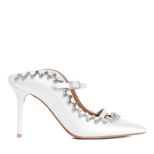 Malone Souliers Gala 85 White Satin Pumps White Tacchi