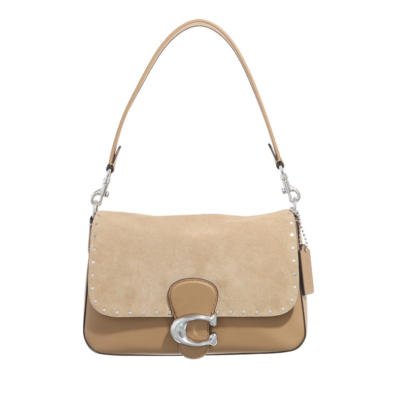 Coach Crossbody Bag Mixed Leather Suede Soft Peanut