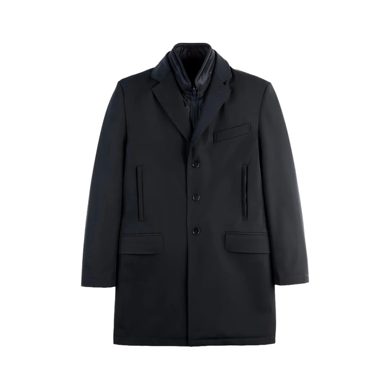 Fay Bontjassen Tailored Db Coat With Innovative Stretch Fabric Black