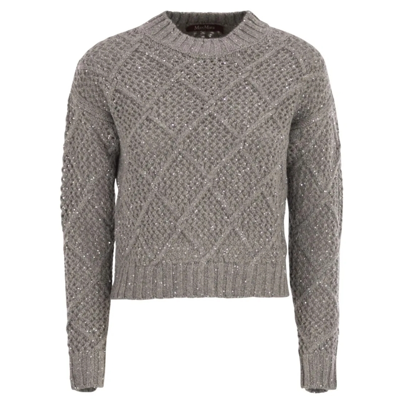 Max Mara Pullover Ellade - Boxy Wool And Cashmere Jumper With Sequin Grey