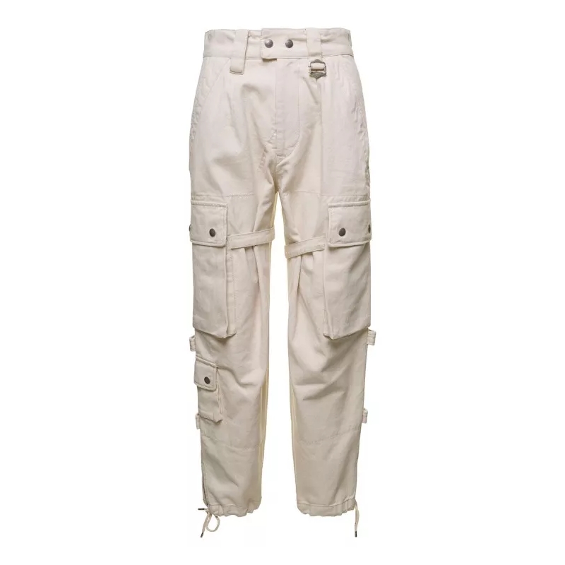 Isabel Marant Cargo Broek Beige Cargo Pants With Pockets And Buckles In Cott Neutrals