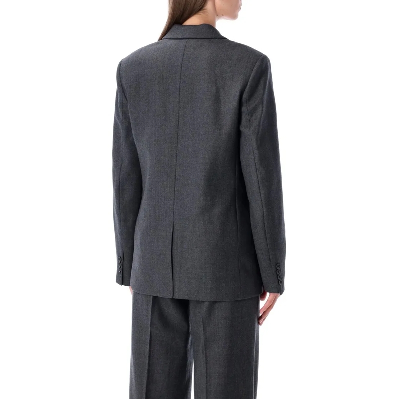 Anine Bing Blazer Tailored Oversized Wool Blazer With Classic Lapels Black