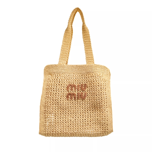 Miu Miu Top Handle Tote Bag Natural Cognac Shoppingväska