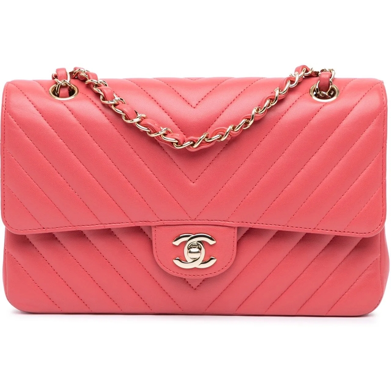 Chanel Sac à bandoulière Medium Classic Chevron Lambskin Double Flap rose