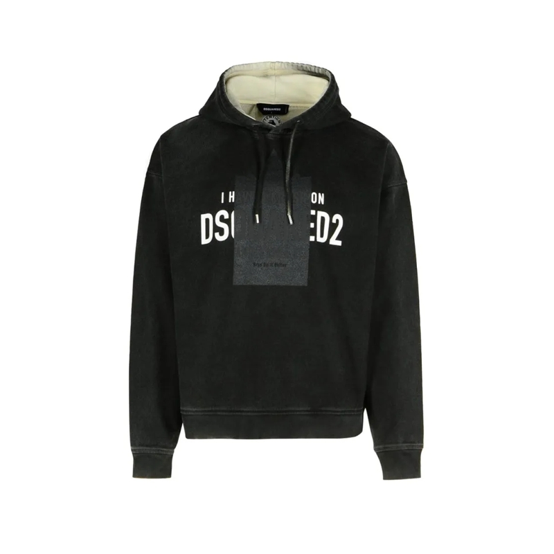 Dsquared2  Graphic Print Sweatshirt With Hood Black