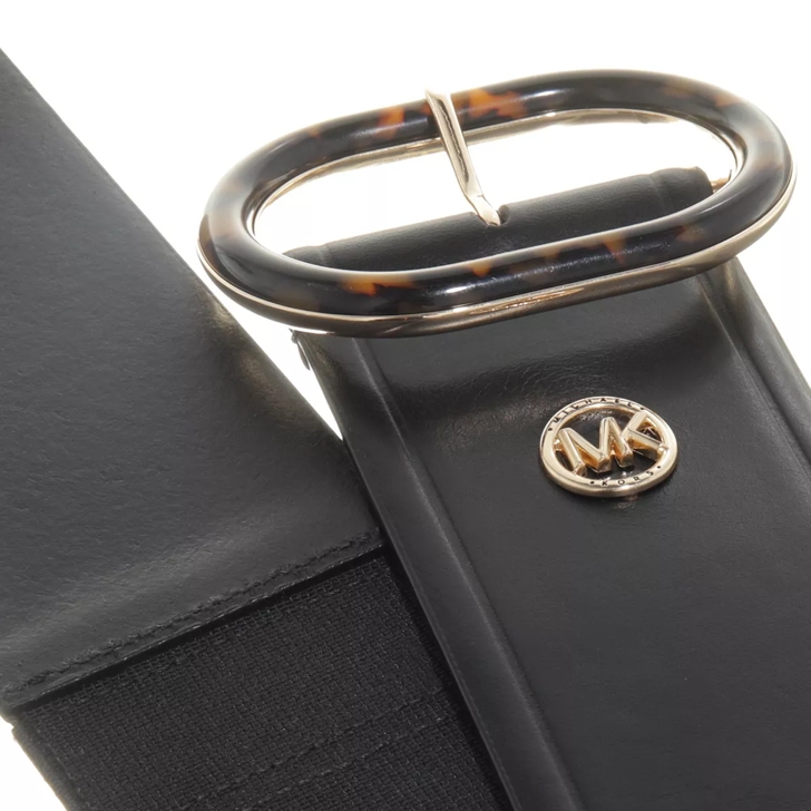 Michael Kors 60Mm Leather Belt W Tort Buckle Black Gold Taillengurtel