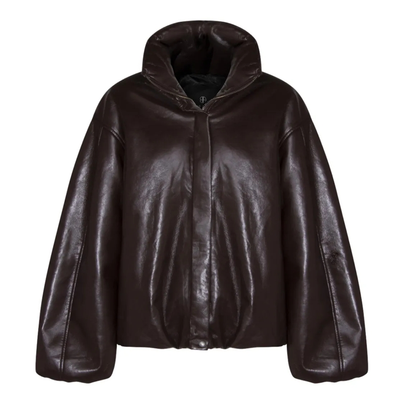 Anine Bing Veste en cuir Tailored Brown Jacket With Structured Collar Black