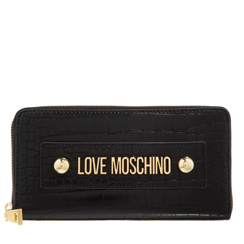 Love Moschino Portemonnaie mit Zip-Around-Reißverschluss Portaf.Big Logo Croco Slg Pu Nero