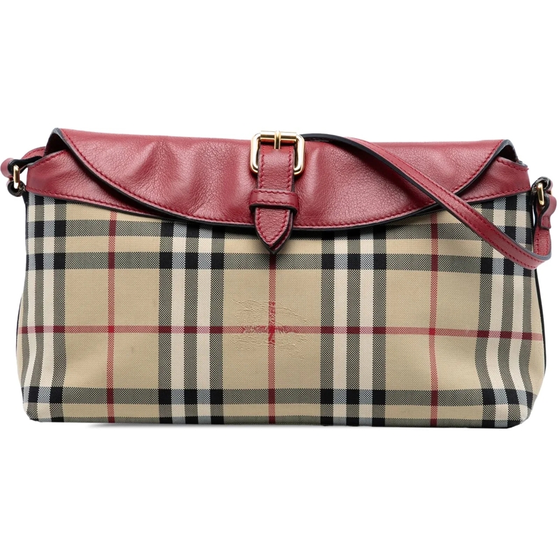Burberry Schultertasche Haymarket Check Canvas Leah Crossbody braun