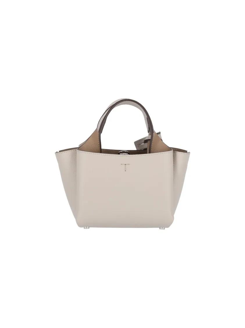 TOD'S Hobo bags Structured Panna Leather Shoulder Bag in beige