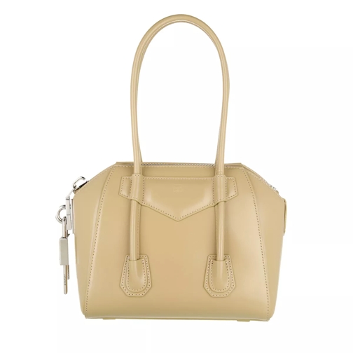 Givenchy Mini Antigona Lock In Box Bag Leather Beige Cappuccino Bowling Bag