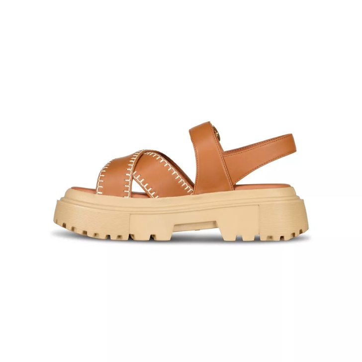 Hogan Plateau Sandalen aus Leder Braun Sandale