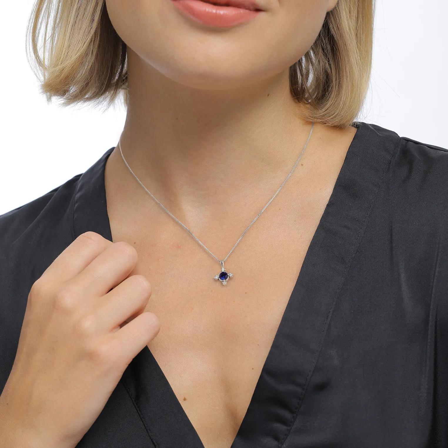 Thumbnail - Elli Halskette - Halskette Kreuz Laborgezüchteter Diamant Weiß (0.0 - Gr. unisize - in Silber - für Damen