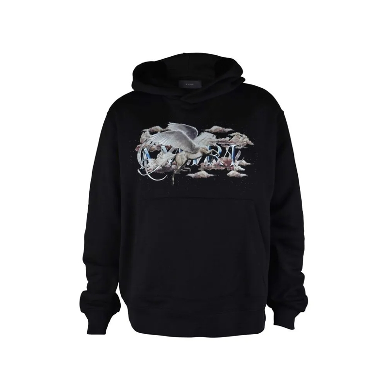 Amiri  Hooded Sweatshirt With Graphic Unicorn Black