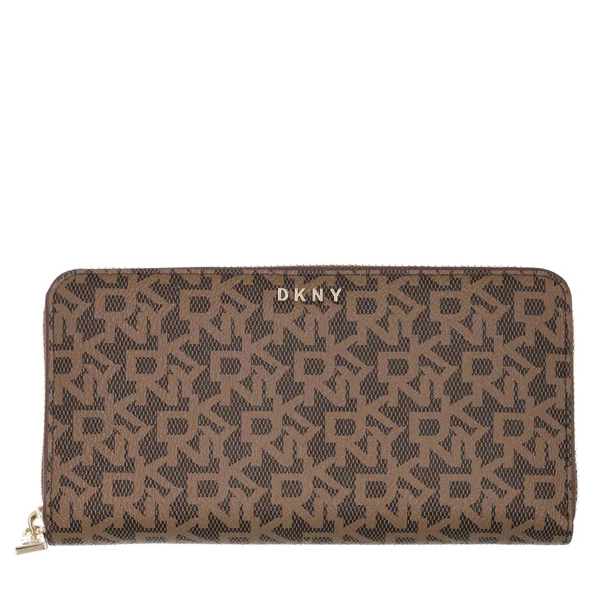 DKNY Bryant Large Zip Around Mocha Caramel Continental Wallet