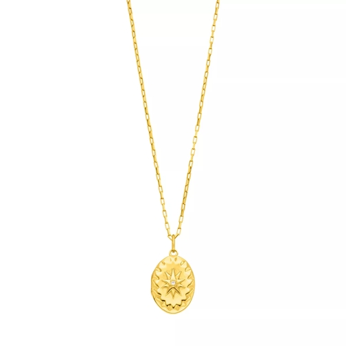Leaf Necklace Locket 18K Yellow Gold-Plated Mittellange Halskette