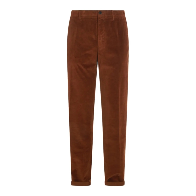Pt Torino Pantalon Straight-Leg Brown Corduroy Trousers With Classic  Red