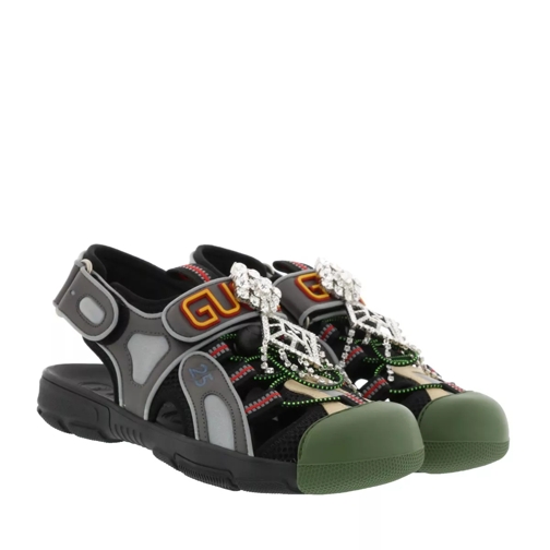 Gucci Crystal Sandals Leather Black Sandaal