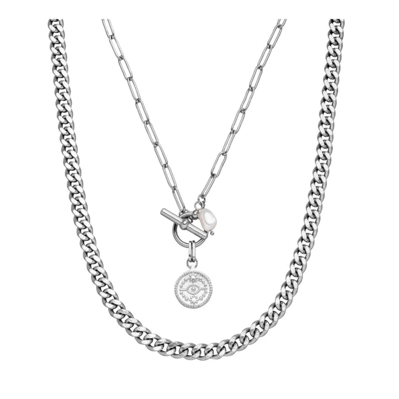 Purelei Mittellange Halskette Halsketten-Set Makani silber