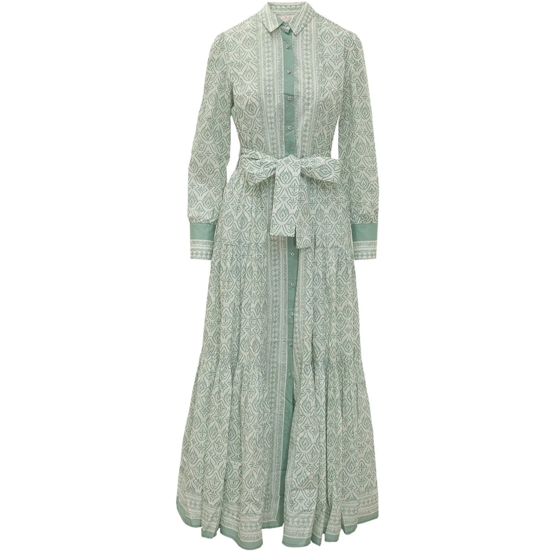 Mc2 Saint Barth Maxikleid Jensen Abito Chemisier Lungo grün