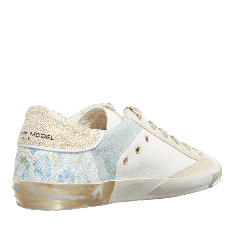 Philippe Model Low-Top-Sneaker Prsx Low Woman Veau Python Mix Blanc Rose(Image 3)