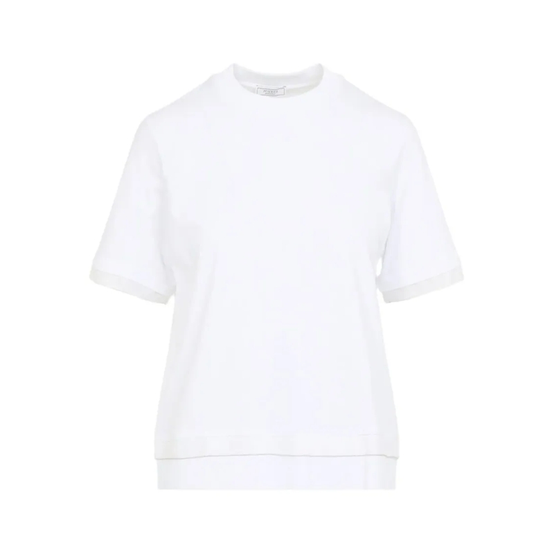 Peserico T-shirt White Short-Sleeve Shirt With Double-Layered Hem White