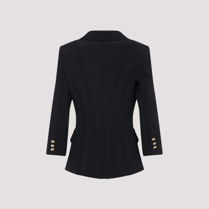 Elisabetta Franchi Blazer Tailored Black Double-Breasted Jacket With Gold-To Black