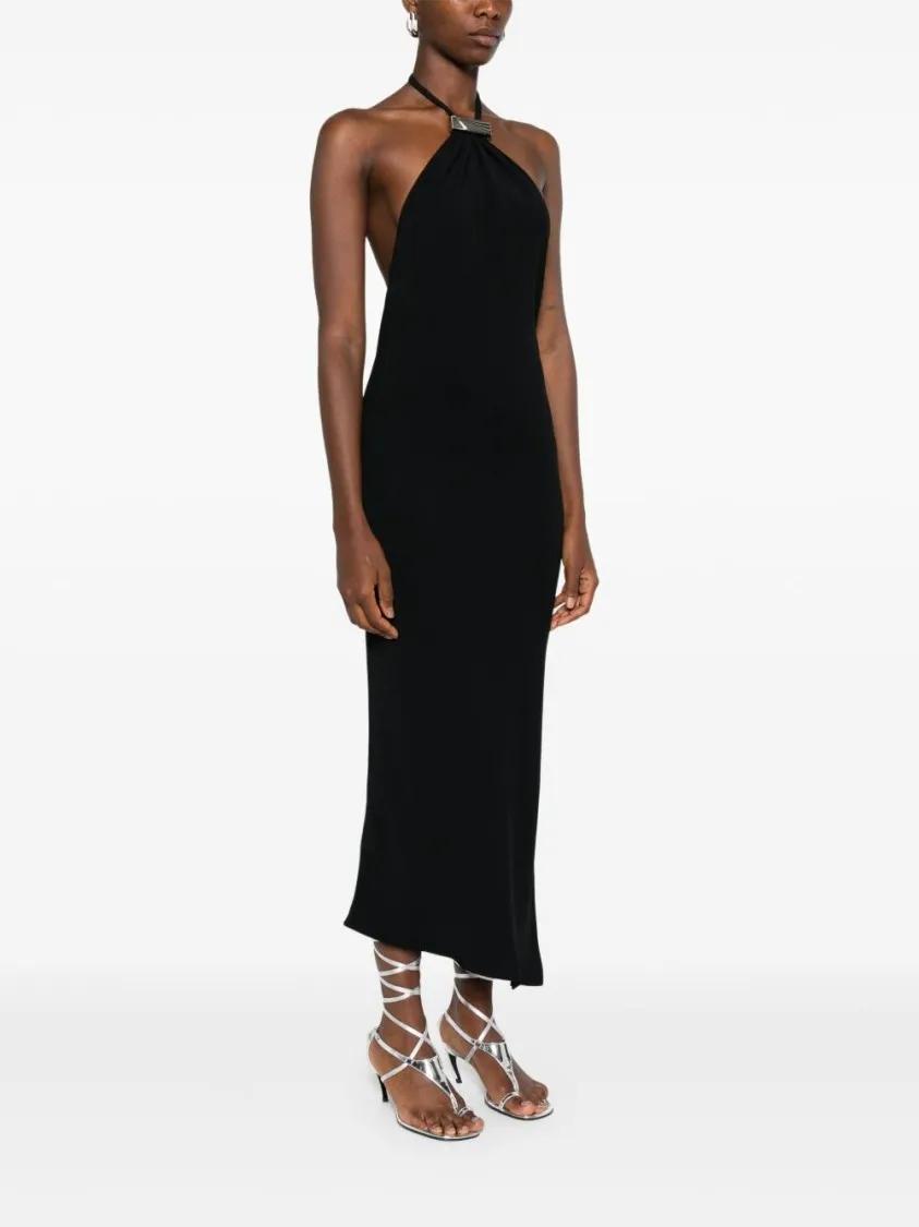 オールインワン・サロペット The Attico Asymmetric Hem Black Midi Dress With Halter Neck The Attico Asymmetric Hem Black Midi Dress With Halter Neck