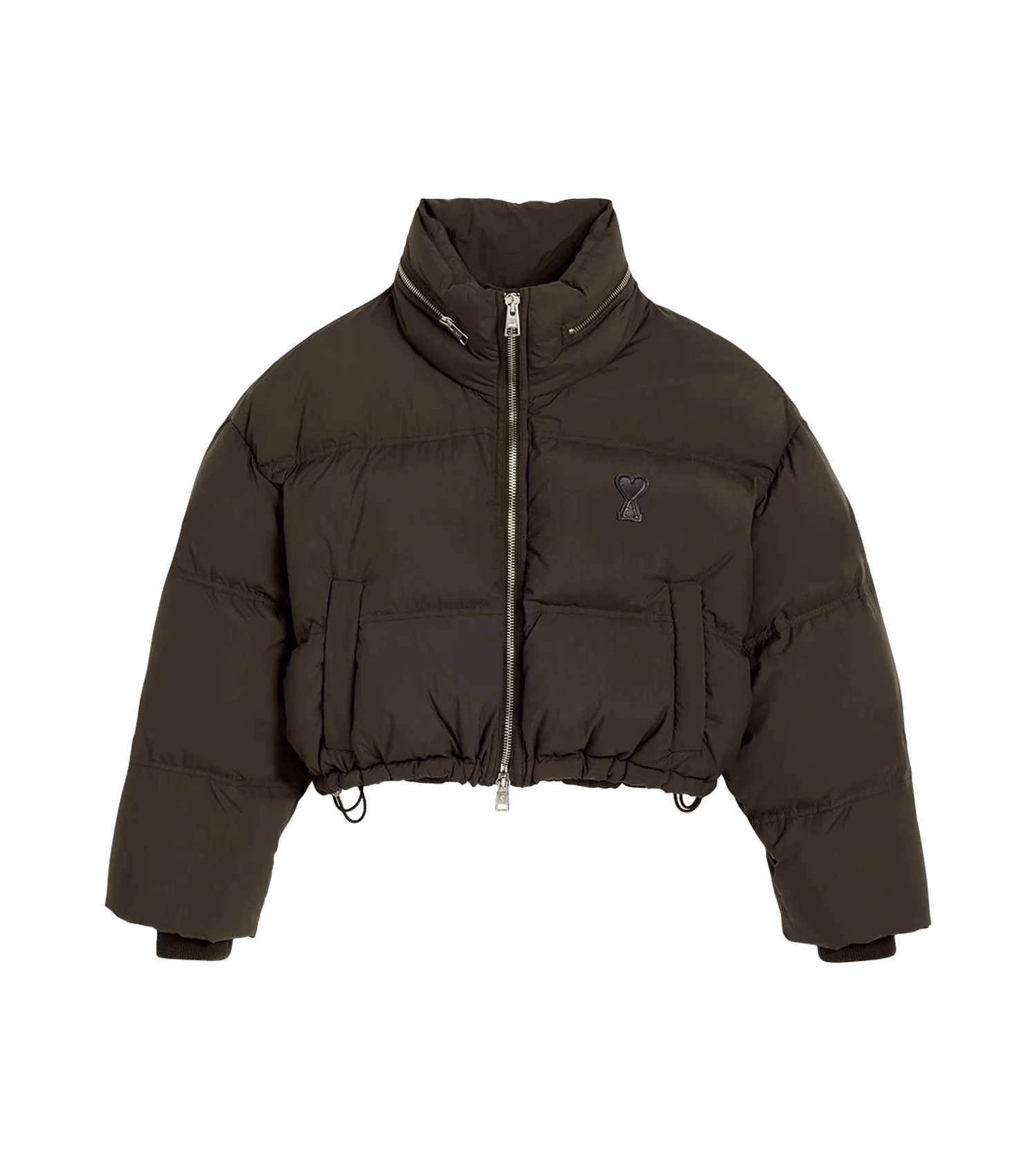 AMI Paris - Cropped Ami De Coeur Daunenjacke - Größe S - braun