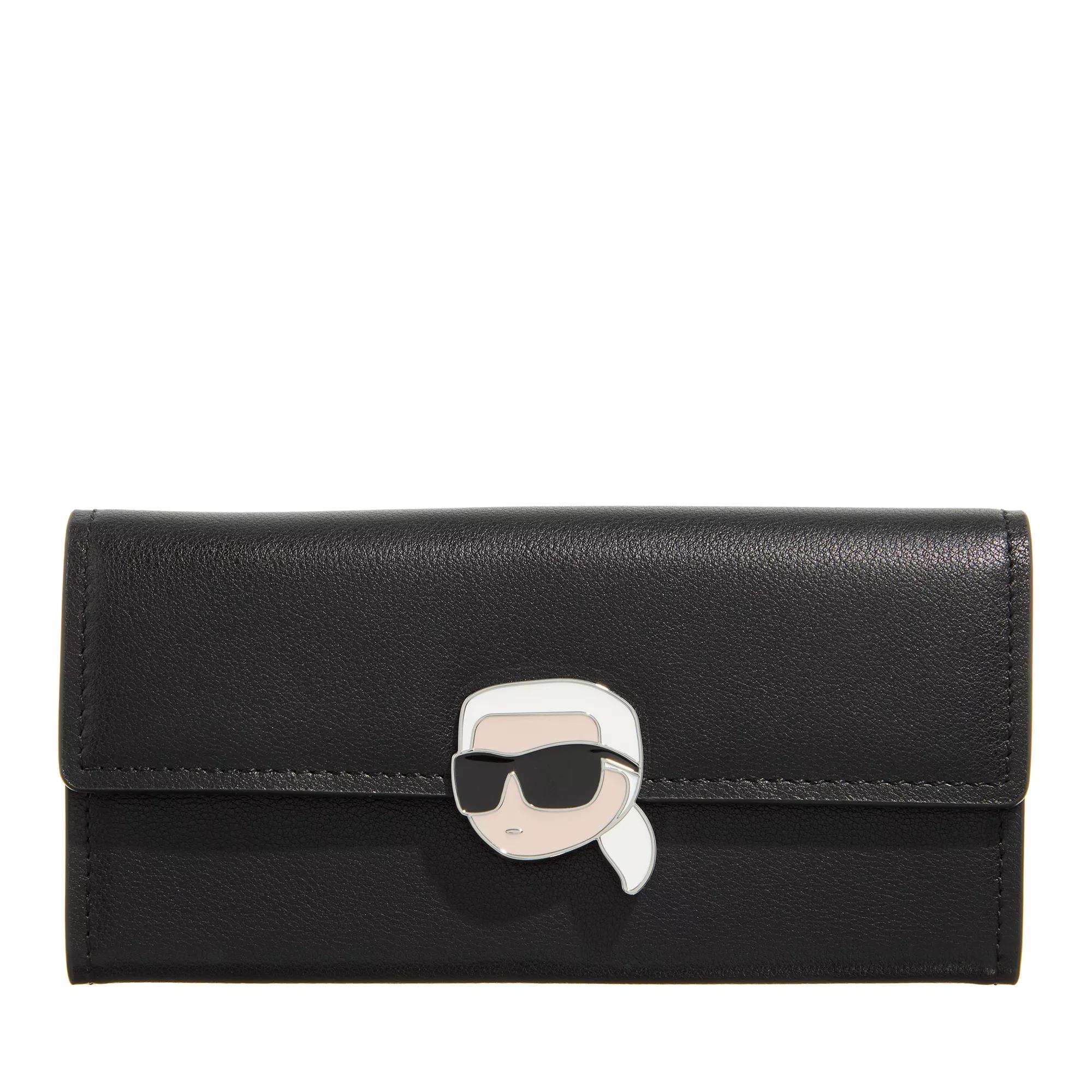 Karl Lagerfeld Portemonnaie - K/Ikonik 2.0 Leather Con Fl Wl - Gr. unisize - in Schwarz - für Damen