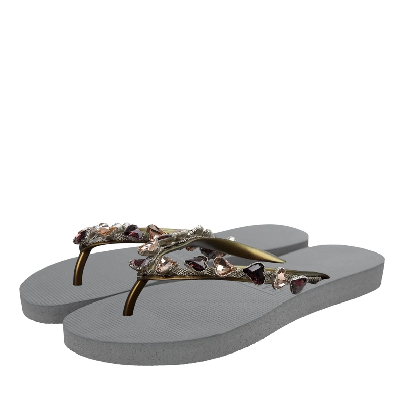 UZURII Flip Flops Zehentrenner Heart Bronze silber