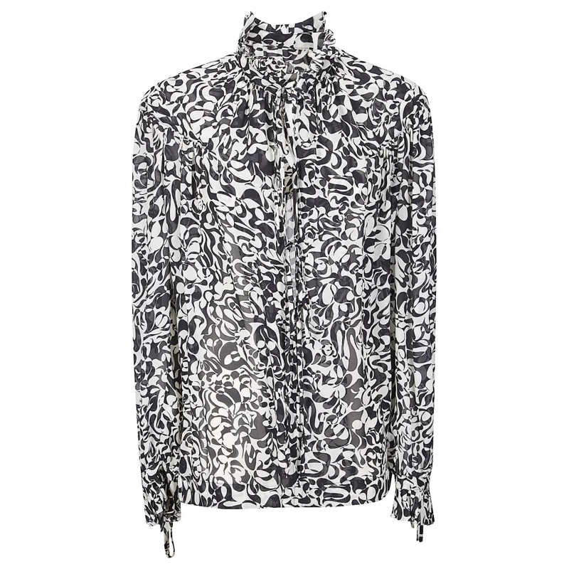 Dries Van Noten Hemd Flowing Viscose Shirt With Structured Collar And B Grey