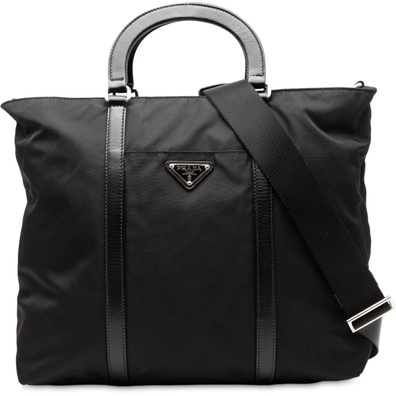 Prada Schultertasche Tessuto Satchel schwarz