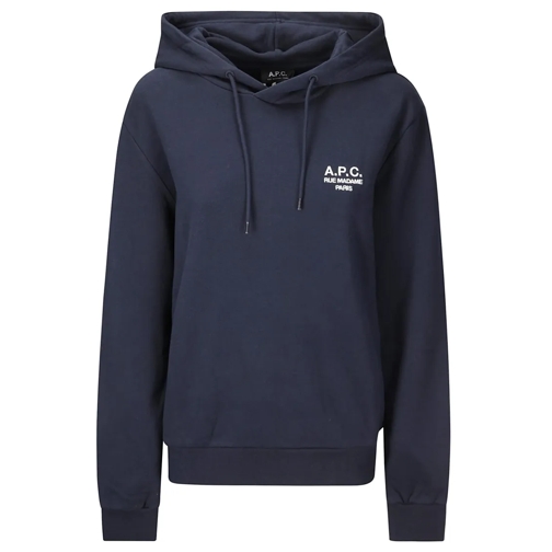 A.P.C. Hemden Cotton Sweatshirt With Hood And Front Logo Blue