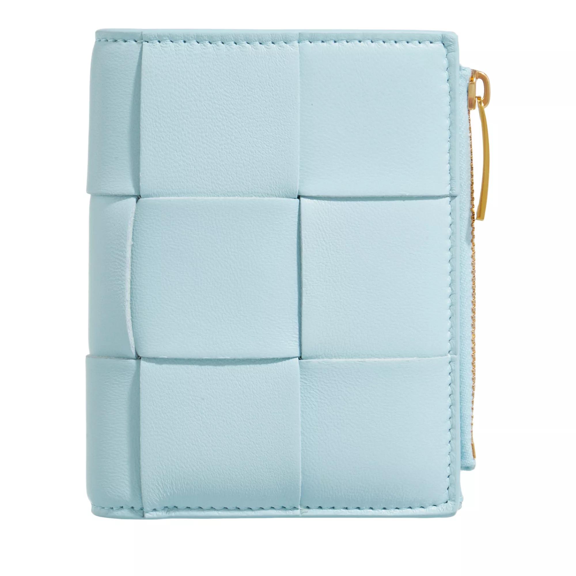 Bottega Small Cassette Bifold Zip Wallet Teal Washed BiFold