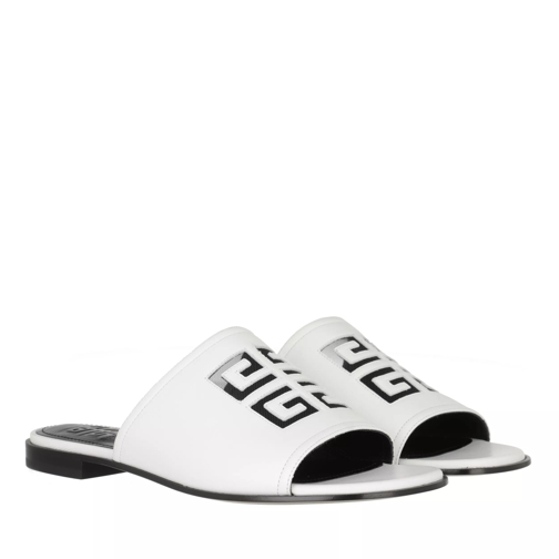 Givenchy 4G Flat Sandals Leather White Slip-in skor