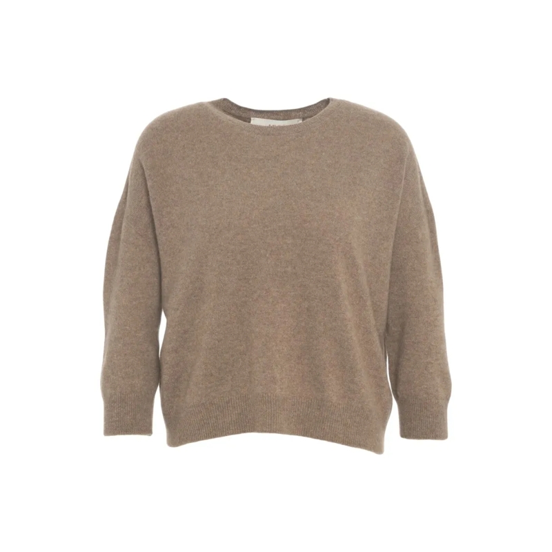 Mvm Pull Cashmere Sweater With Classic Round Neckline Neutrals
