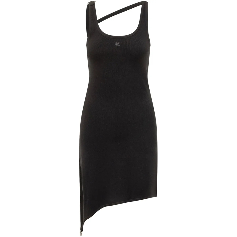 Courrèges Minikleid Abito nero asimmetrico Courreges schwarz