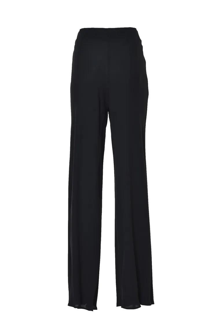 Thumbnail - Alberta Ferretti - Black Viscose Flare Trousers - Größe 44 - schwarz