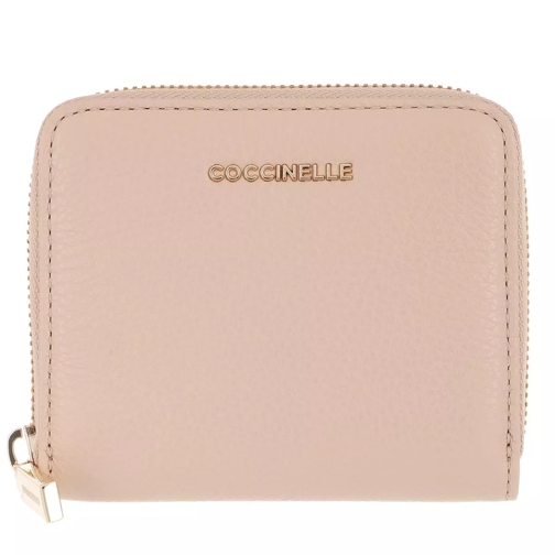Coccinelle Wallet Grainy Leather Powder Pink Portemonnaie mit Zip-Around-Reißverschluss