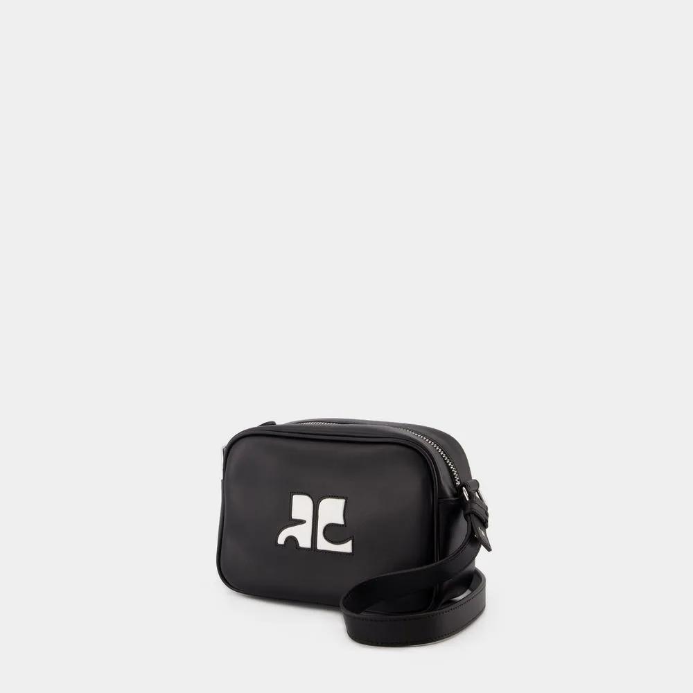 Courrèges Hobo bags Reedition Camera Crossbody Leather Black in zwart