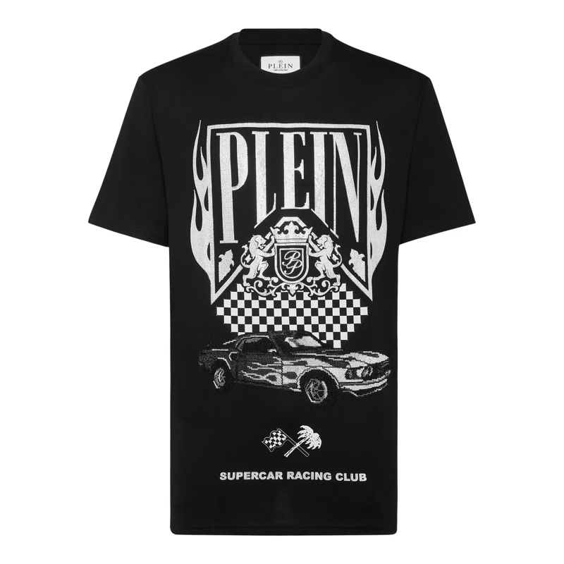 Philipp Plein T-Shirt T-Shirt Racing Mit Schmucksteinen schwarz