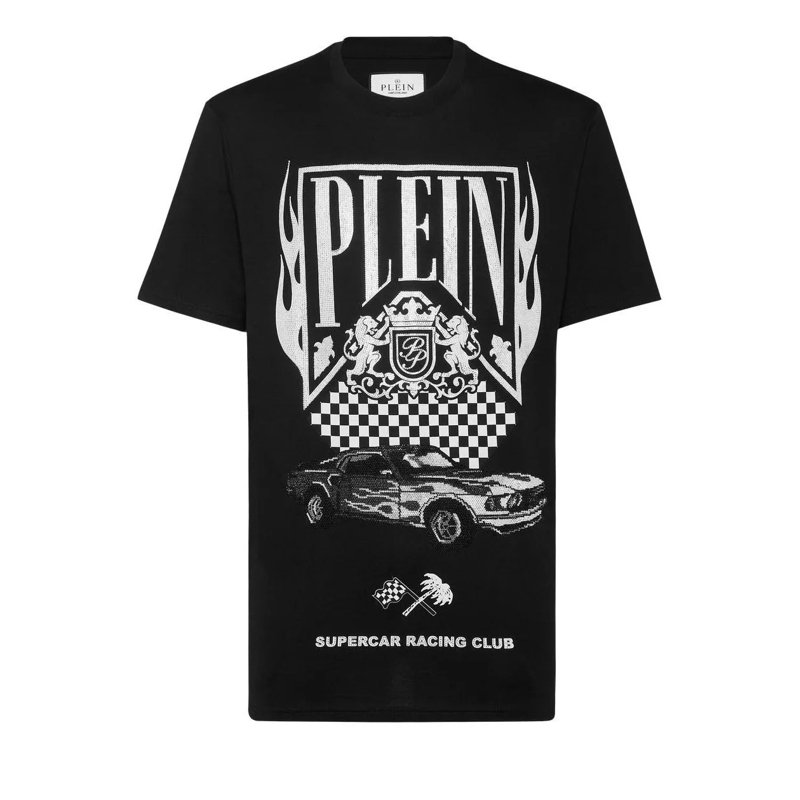 Philipp Plein T-Shirt T-Shirt Racing Mit Schmucksteinen schwarz