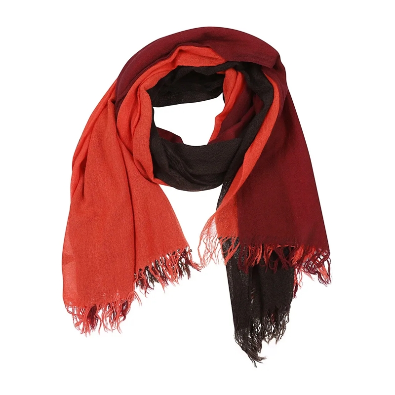 Yohji Yamamoto Écharpe légère Three-Tone Wool Scarf With Fringed Hem By Yohji Ya Multicolor