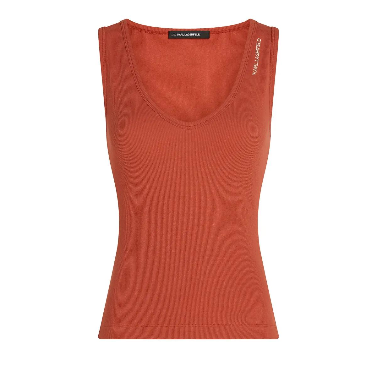 Thumbnail - Karl Lagerfeld - GERIPPTES TANKTOP MIT V-AUSSCHNITT - Größe XL - braun