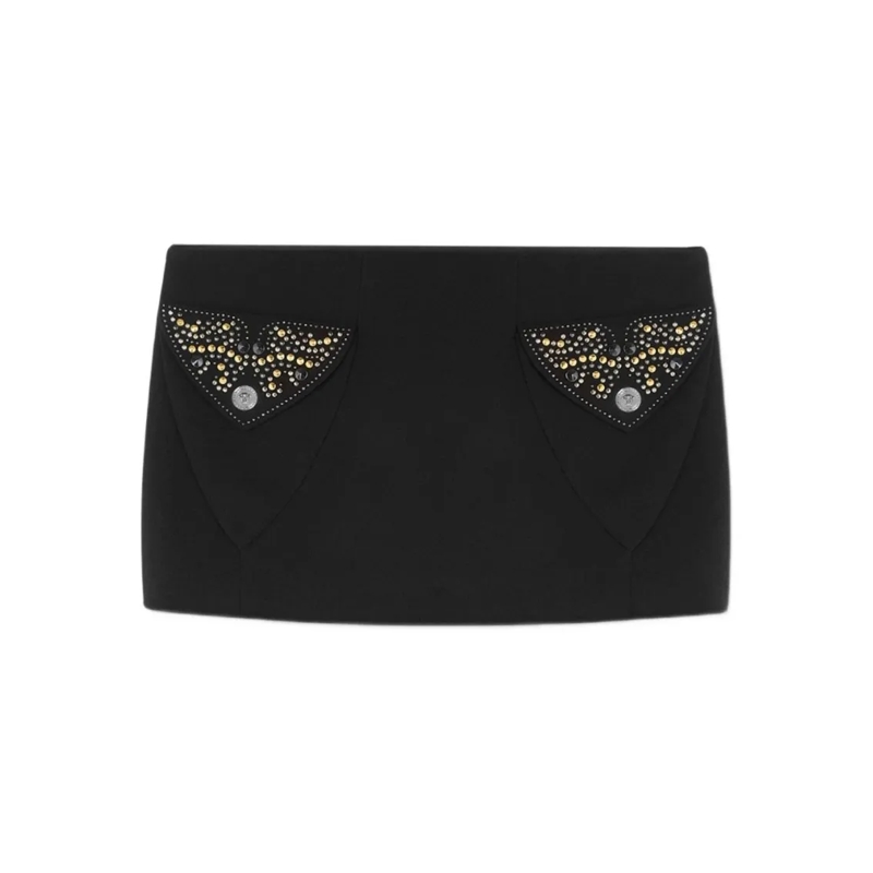Versace Minirock Fitted Mini Skirt With Flap Pockets Black