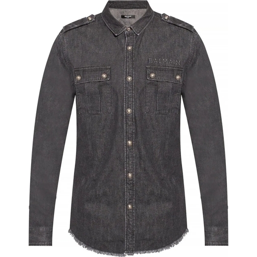 Balmain Casual topjes Balmain Cotton Denim Shirt schwarz